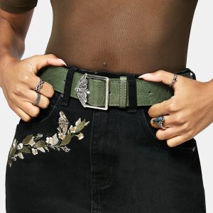 Rosamoth Debossed Buckle Belt - Green