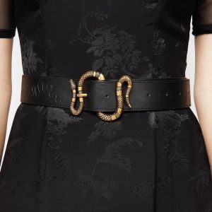 Mamba Debossed Belt With Snake Buckle - Brass